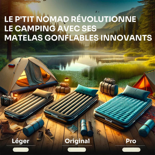 3 matelas gonflables au bord d'un lac.